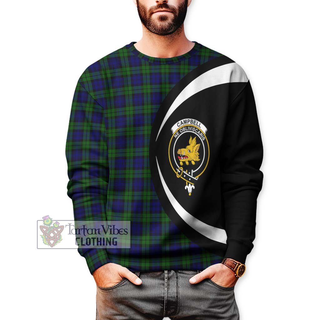 Campbell Tartan Sweatshirt with Family Crest Circle Style - Tartan Vibes Clothing