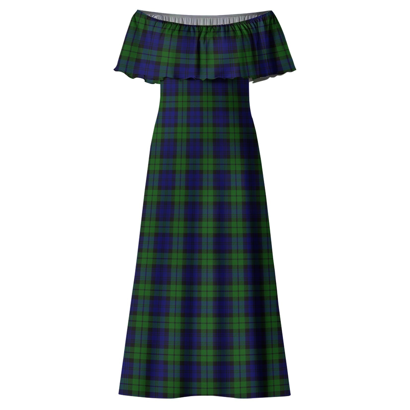 Campbell Modern Tartan Off Shoulder Long Dress - Tartanvibesclothing