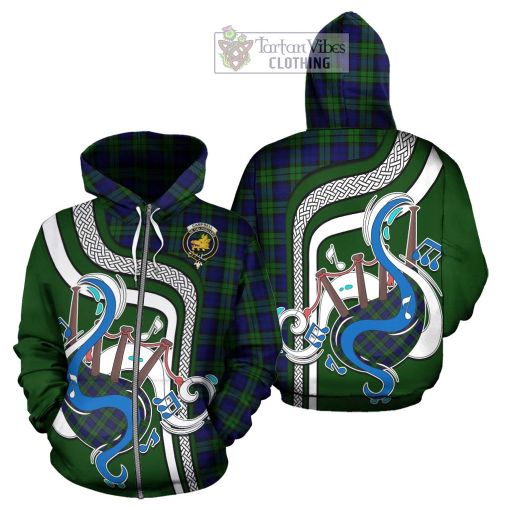 Campbell Tartan Hoodie with Epic Bagpipe Style - Tartanvibesclothing Shop