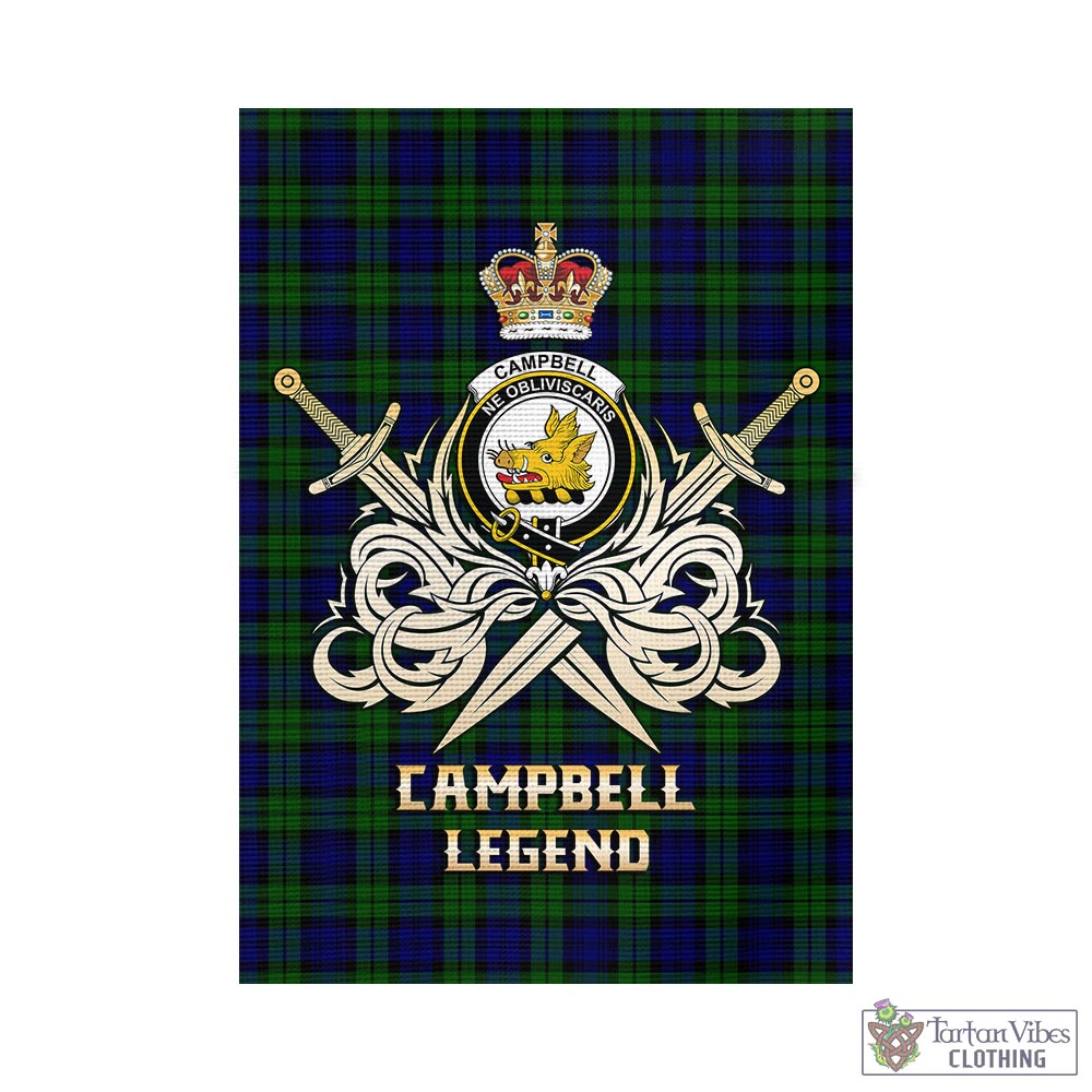 Tartan Vibes Clothing Campbell Modern Tartan Flag with Clan Crest and the Golden Sword of Courageous Legacy