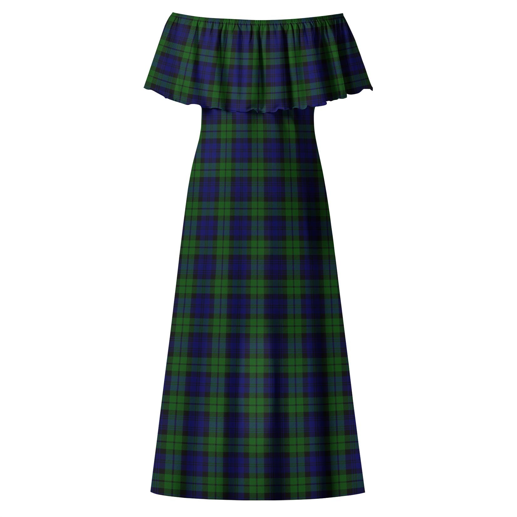 Campbell Modern Tartan Off Shoulder Long Dress - Tartanvibesclothing