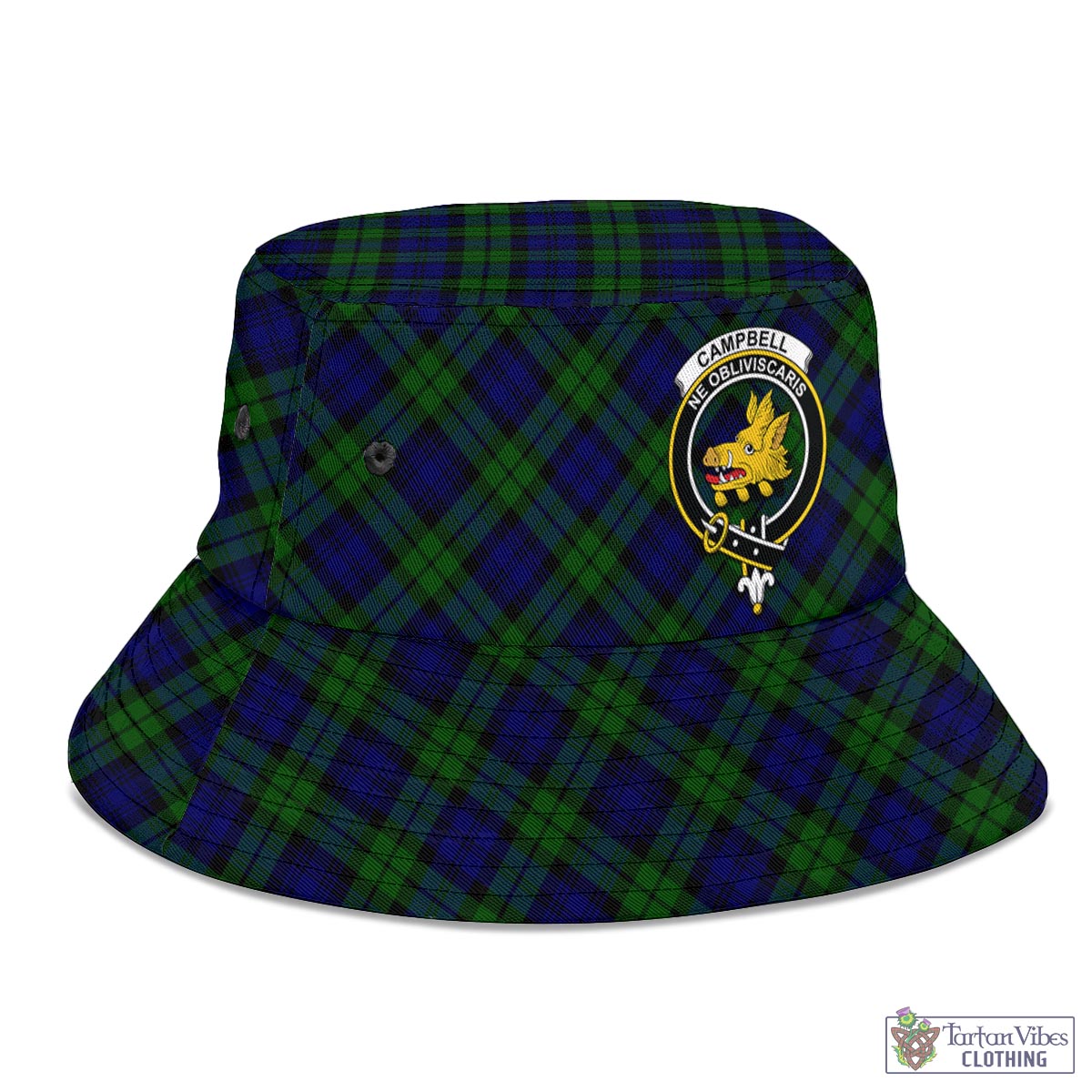 Tartan Vibes Clothing Campbell Modern Tartan Bucket Hat with Family Crest