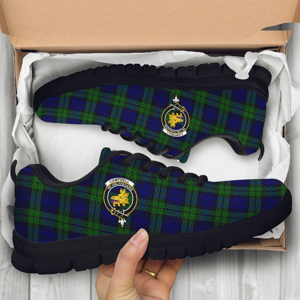 Campbell Tartan Sneakers with Family Crest - Tartan Vibes Clothing