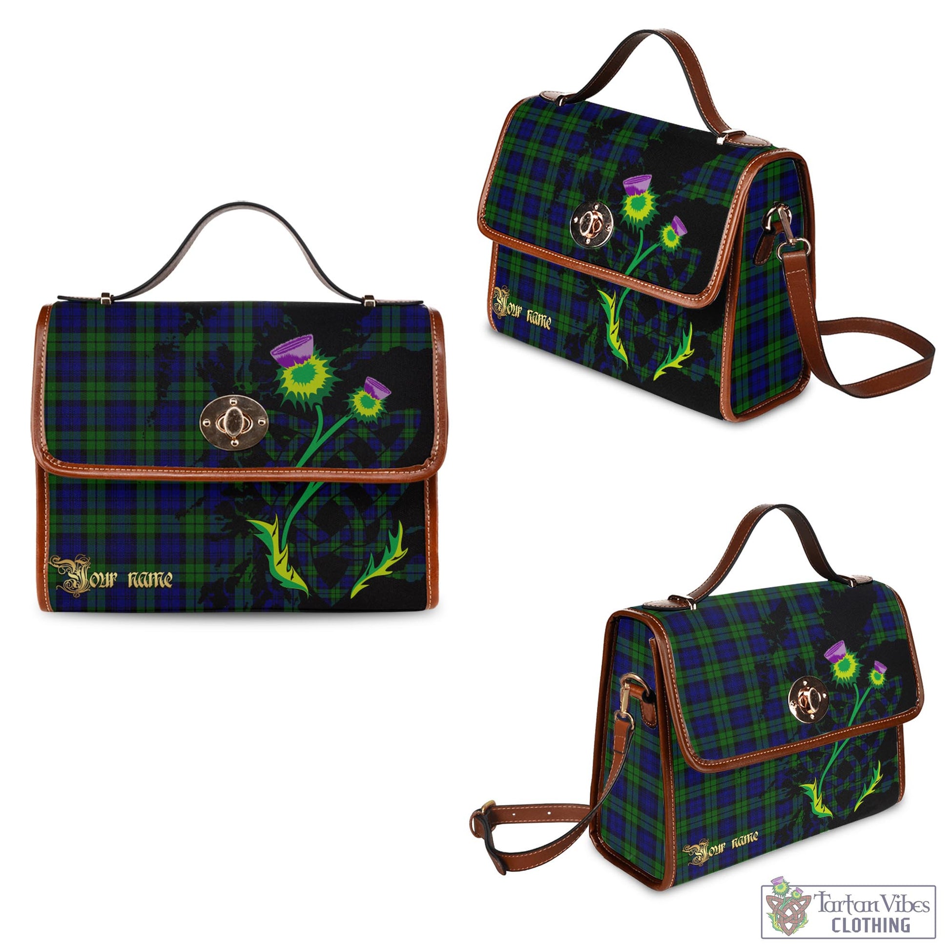 Tartan Vibes Clothing Campbell Modern Tartan Waterproof Canvas Bag with Scotland Map and Thistle Celtic Accents