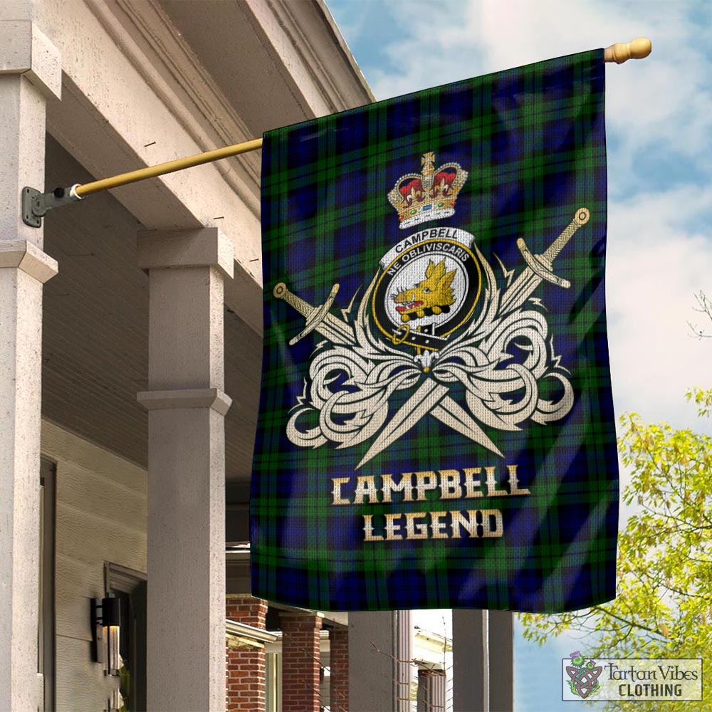 Tartan Vibes Clothing Campbell Modern Tartan Flag with Clan Crest and the Golden Sword of Courageous Legacy