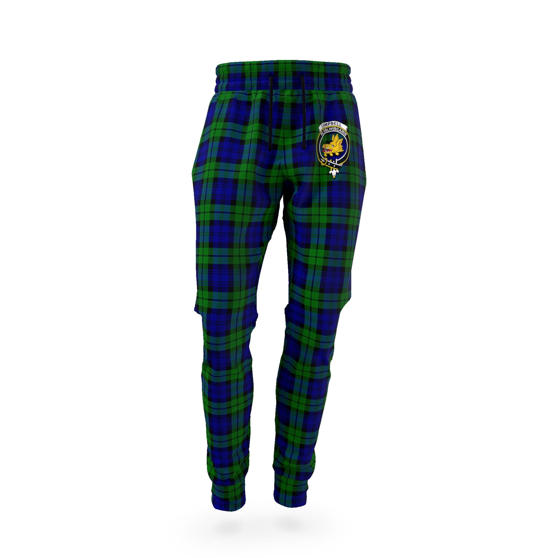 Campbell Tartan Joggers Pants with Family Crest - Tartan Vibes Clothing