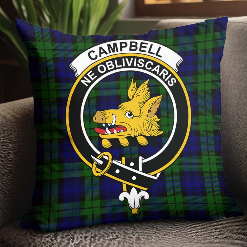 Campbell Modern Tartan Pillow Cover with Family Crest - Tartanvibesclothing