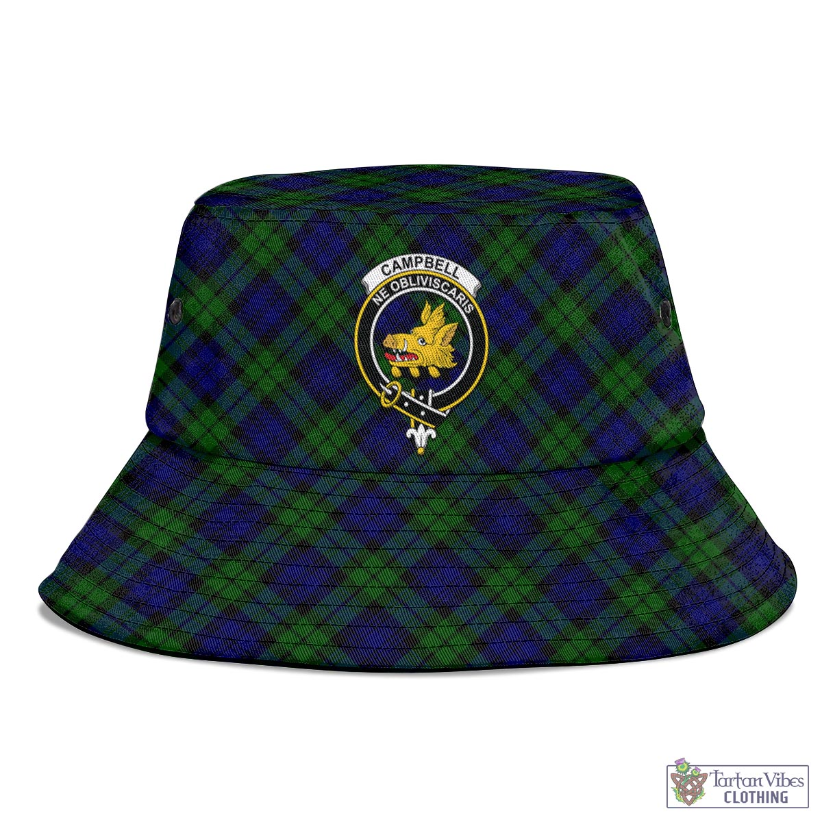 Tartan Vibes Clothing Campbell Modern Tartan Bucket Hat with Family Crest