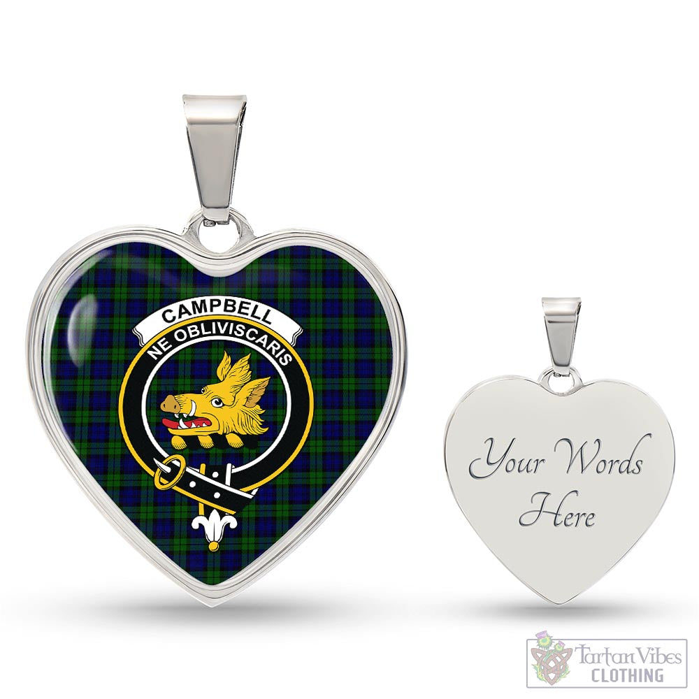 Tartan Vibes Clothing Campbell Modern Tartan Heart Necklace with Family Crest