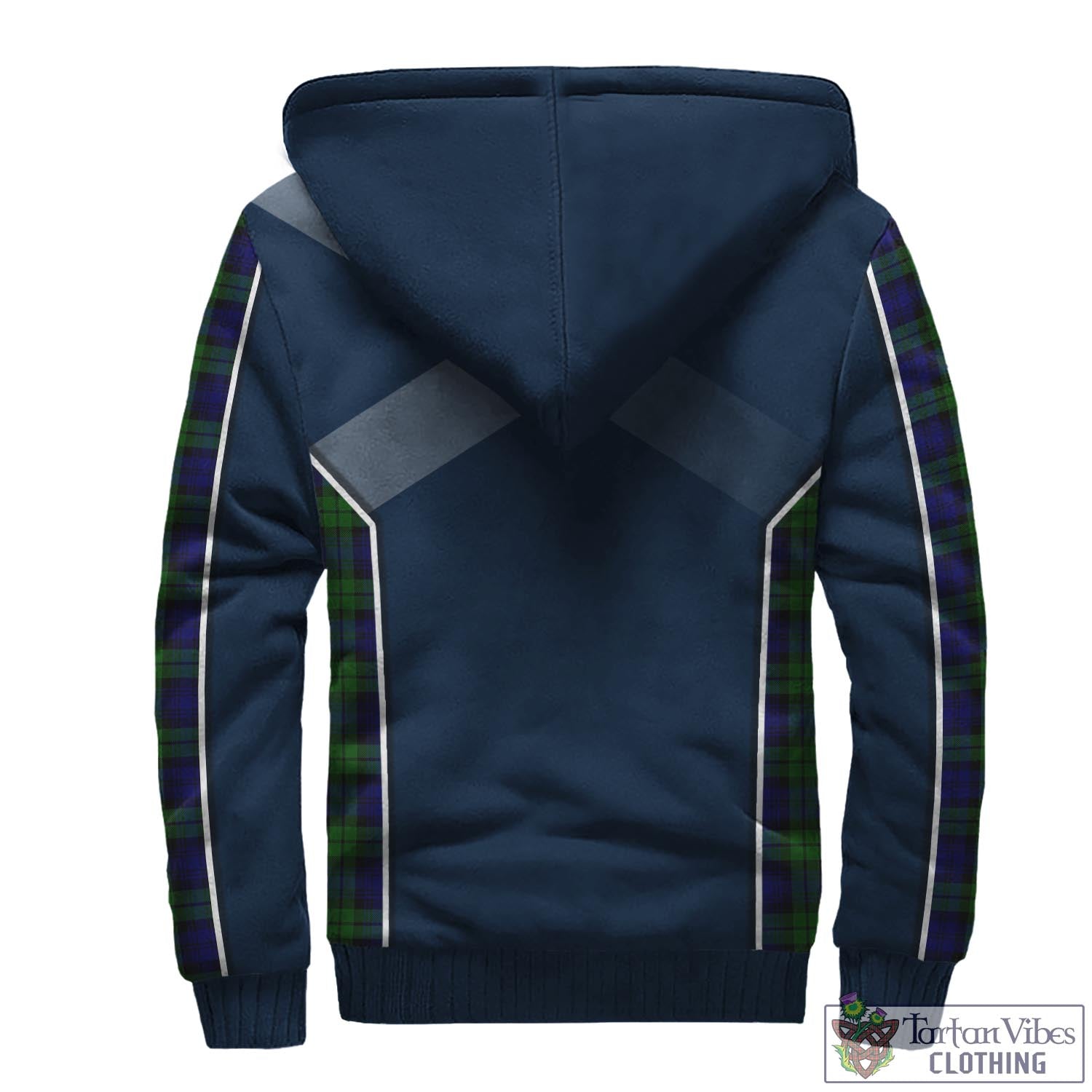 Tartan Vibes Clothing Campbell Modern Tartan Sherpa Hoodie with Family Crest and Scottish Thistle Vibes Sport Style