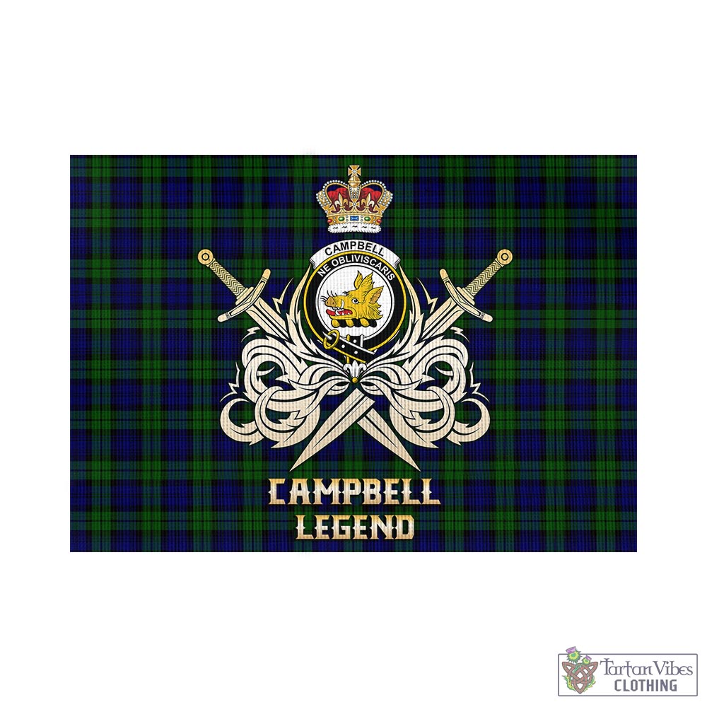 Tartan Vibes Clothing Campbell Modern Tartan Flag with Clan Crest and the Golden Sword of Courageous Legacy