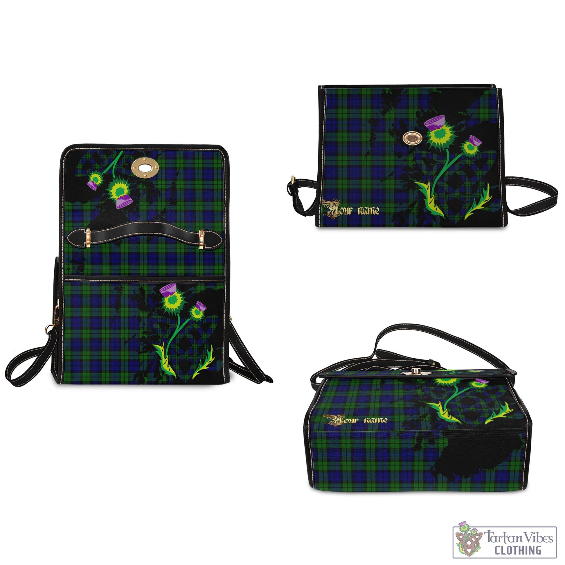 Tartan Vibes Clothing Campbell Modern Tartan Waterproof Canvas Bag with Scotland Map and Thistle Celtic Accents