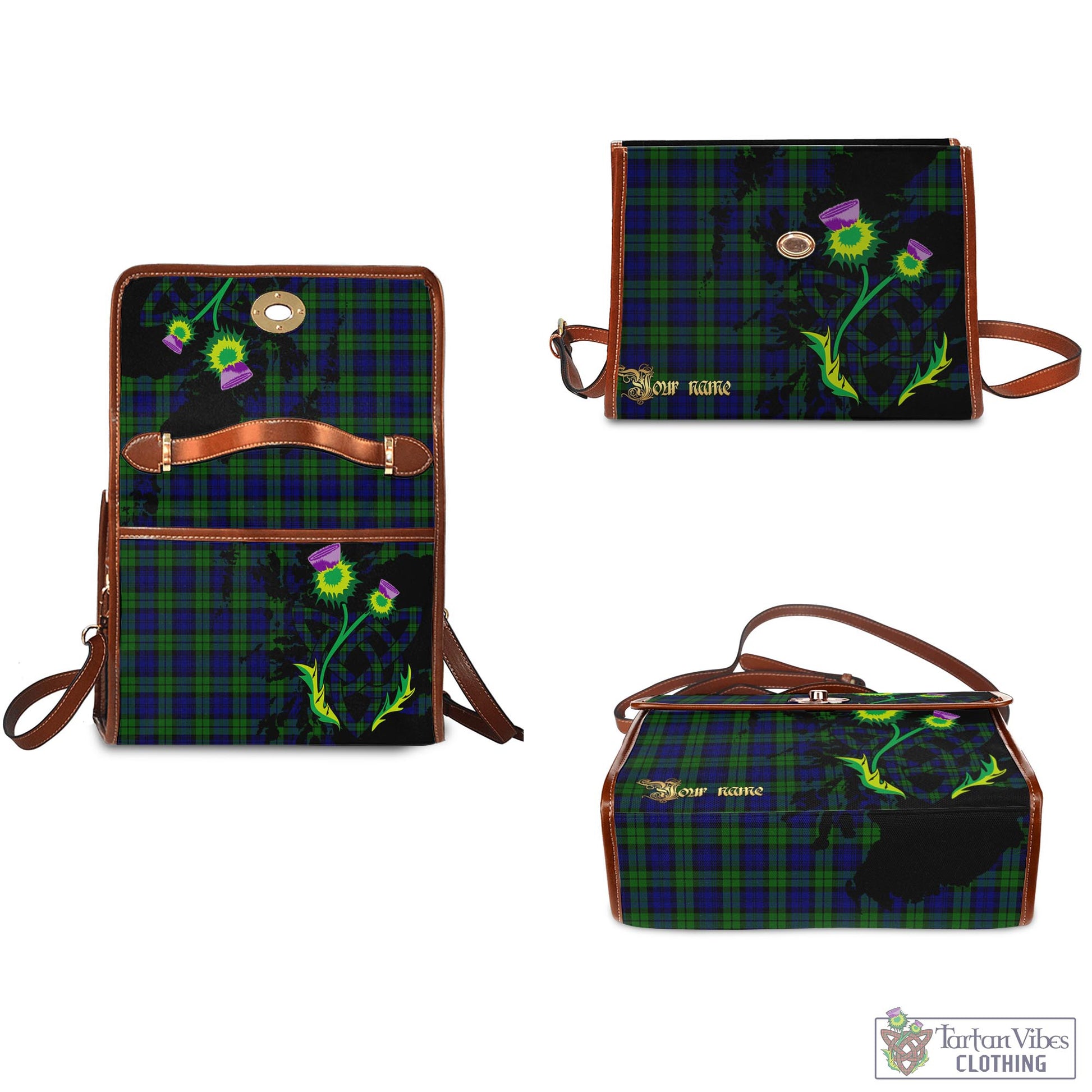 Tartan Vibes Clothing Campbell Modern Tartan Waterproof Canvas Bag with Scotland Map and Thistle Celtic Accents