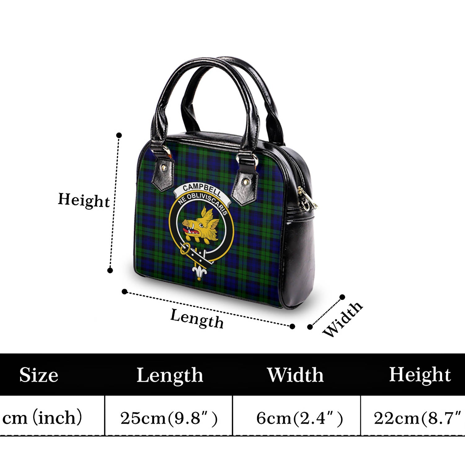 Campbell Modern Tartan Shoulder Handbags with Family Crest - Tartanvibesclothing