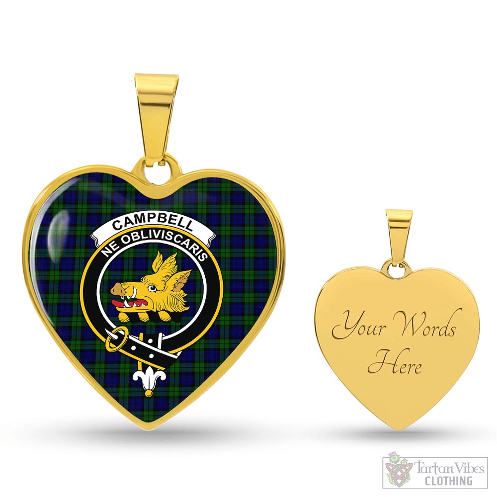 Tartan Vibes Clothing Campbell Modern Tartan Heart Necklace with Family Crest