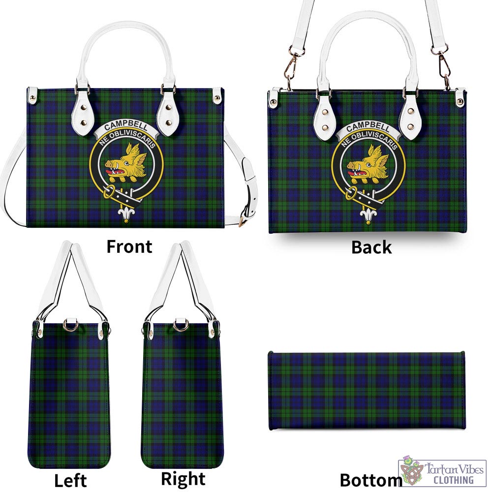 Tartan Vibes Clothing Campbell Modern Tartan Luxury Leather Handbags with Family Crest