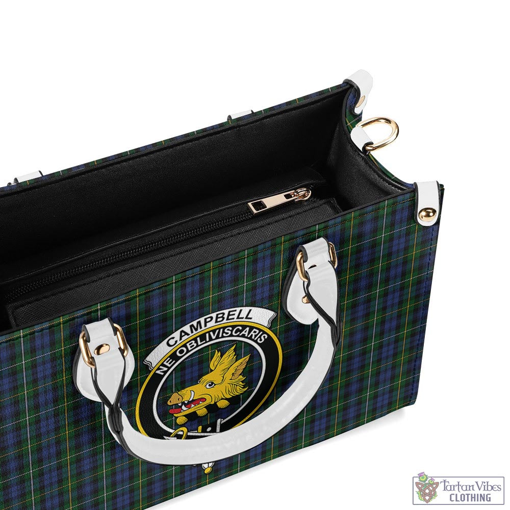 Tartan Vibes Clothing Campbell of Argyll #01 Tartan Luxury Leather Handbags with Family Crest