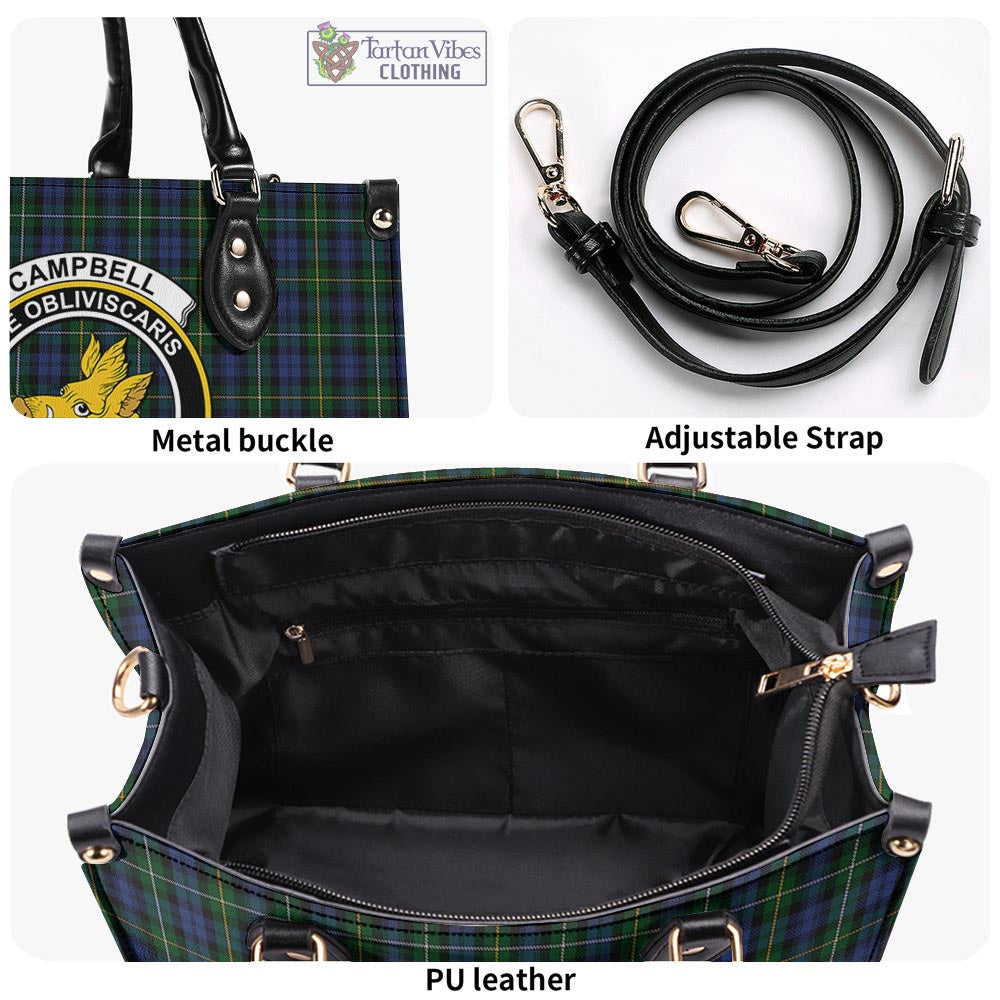 Tartan Vibes Clothing Campbell of Argyll #01 Tartan Luxury Leather Handbags with Family Crest