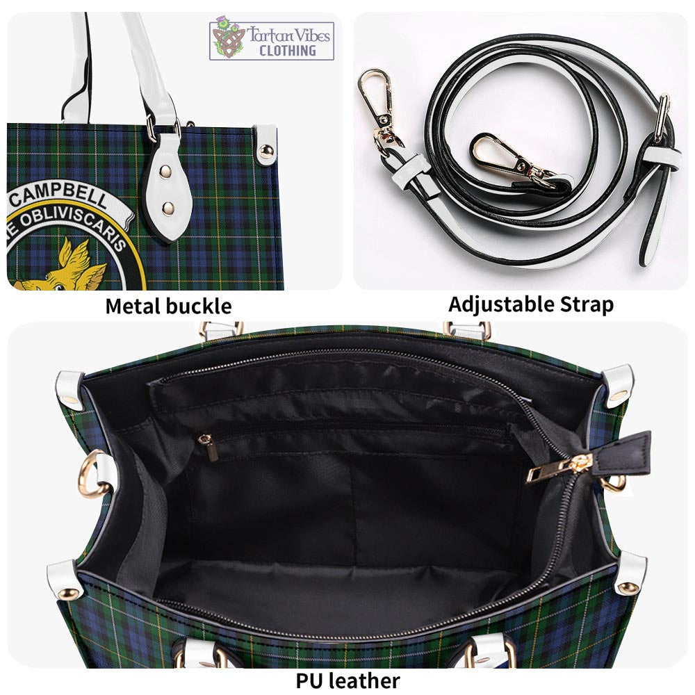 Tartan Vibes Clothing Campbell of Argyll #01 Tartan Luxury Leather Handbags with Family Crest