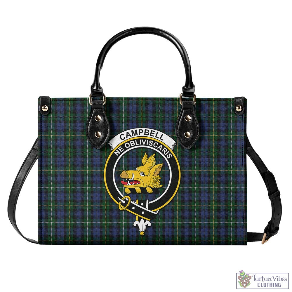 Tartan Vibes Clothing Campbell of Argyll #01 Tartan Luxury Leather Handbags with Family Crest