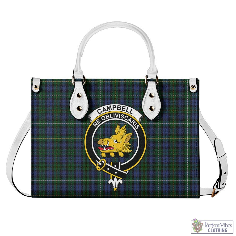 Tartan Vibes Clothing Campbell of Argyll #01 Tartan Luxury Leather Handbags with Family Crest