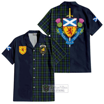 Campbell of Argyll 01 Tartan Short Sleeve Button Shirt Alba with Scottish Lion Royal Arm Half Style