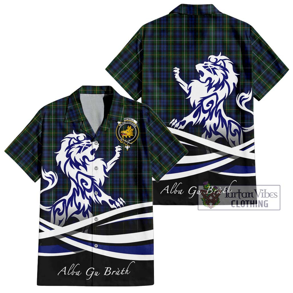 Campbell of Argyll 01 Tartan Short Sleeve Button Shirt with Alba Gu Brath Regal Lion Emblem Kid - Tartanvibesclothing Shop