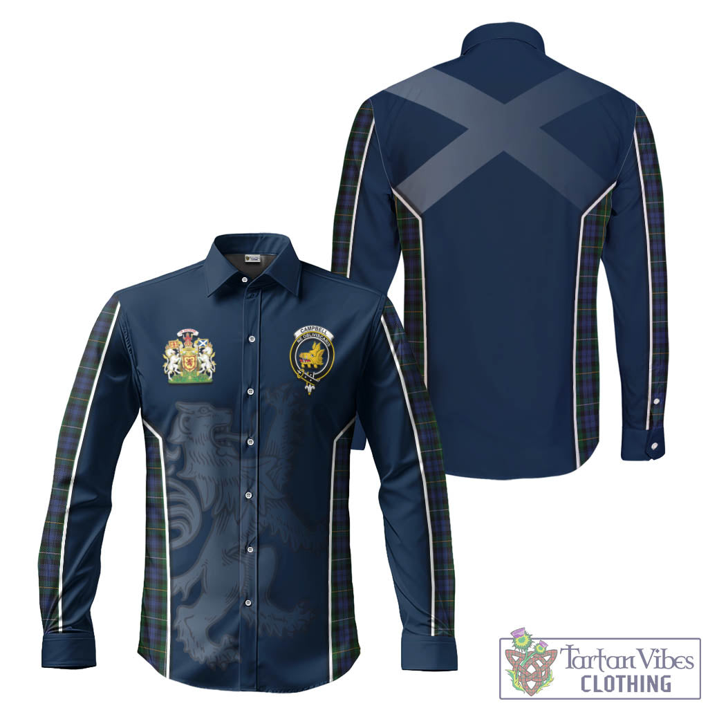 Tartan Vibes Clothing Campbell of Argyll #01 Tartan Long Sleeve Button Up Shirt with Family Crest and Lion Rampant Vibes Sport Style