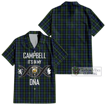 Campbell of Argyll 01 Tartan Short Sleeve Button Shirt with Family Crest DNA In Me Style