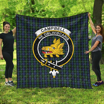 Campbell of Argyll #01 Tartan Quilt with Family Crest