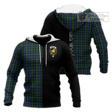 Campbell of Argyll 01 Tartan Knitted Hoodie with Family Crest and Half Of Me Style