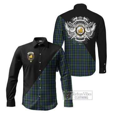 Campbell of Argyll 01 Tartan Long Sleeve Button Shirt with Family Crest and Military Logo Style