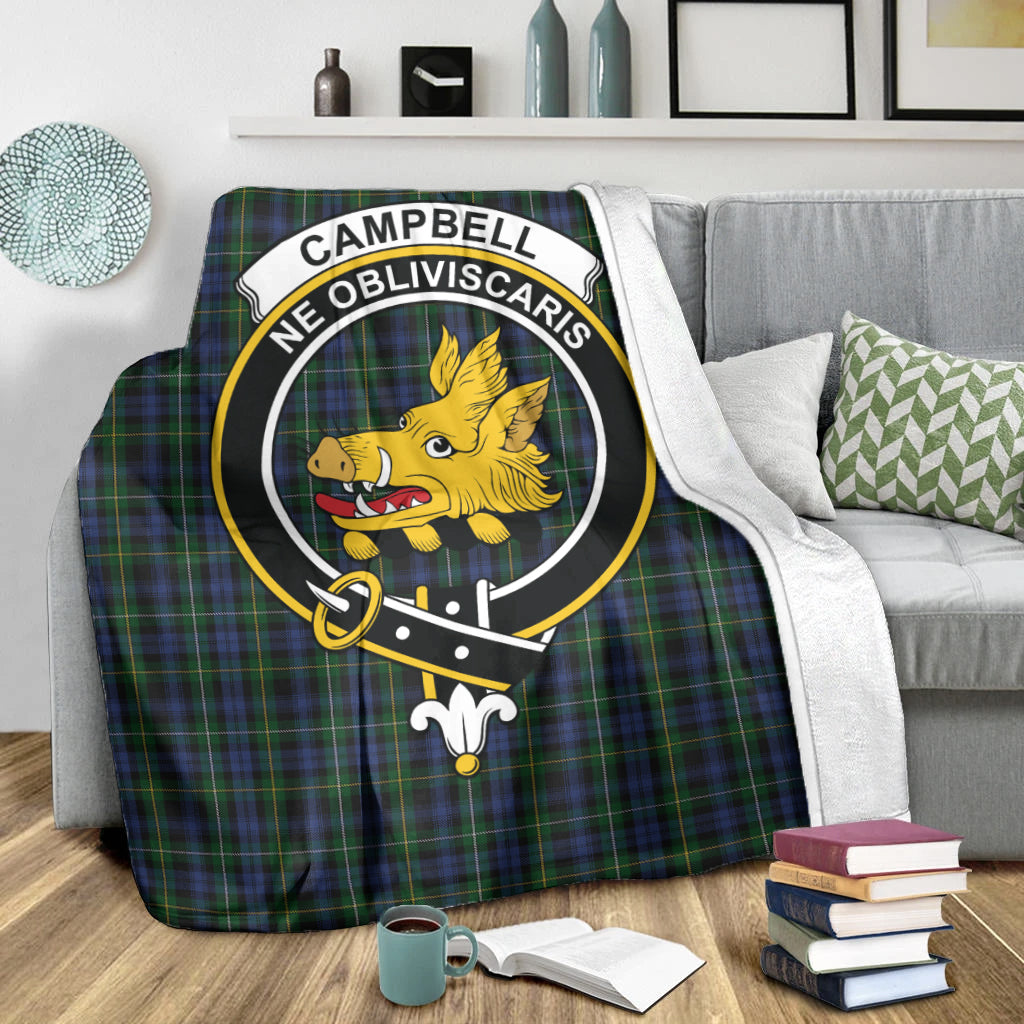 Campbell of Argyll #01 Tartan Blanket with Family Crest X-Large 59 x 79 inches 150 x 200 cm - Tartan Vibes Clothing