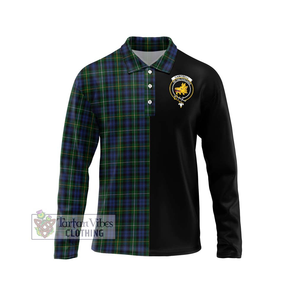 Campbell of Argyll 01 Tartan Long Sleeve Polo Shirt with Family Crest and Half Of Me Style Unisex - Tartanvibesclothing Shop