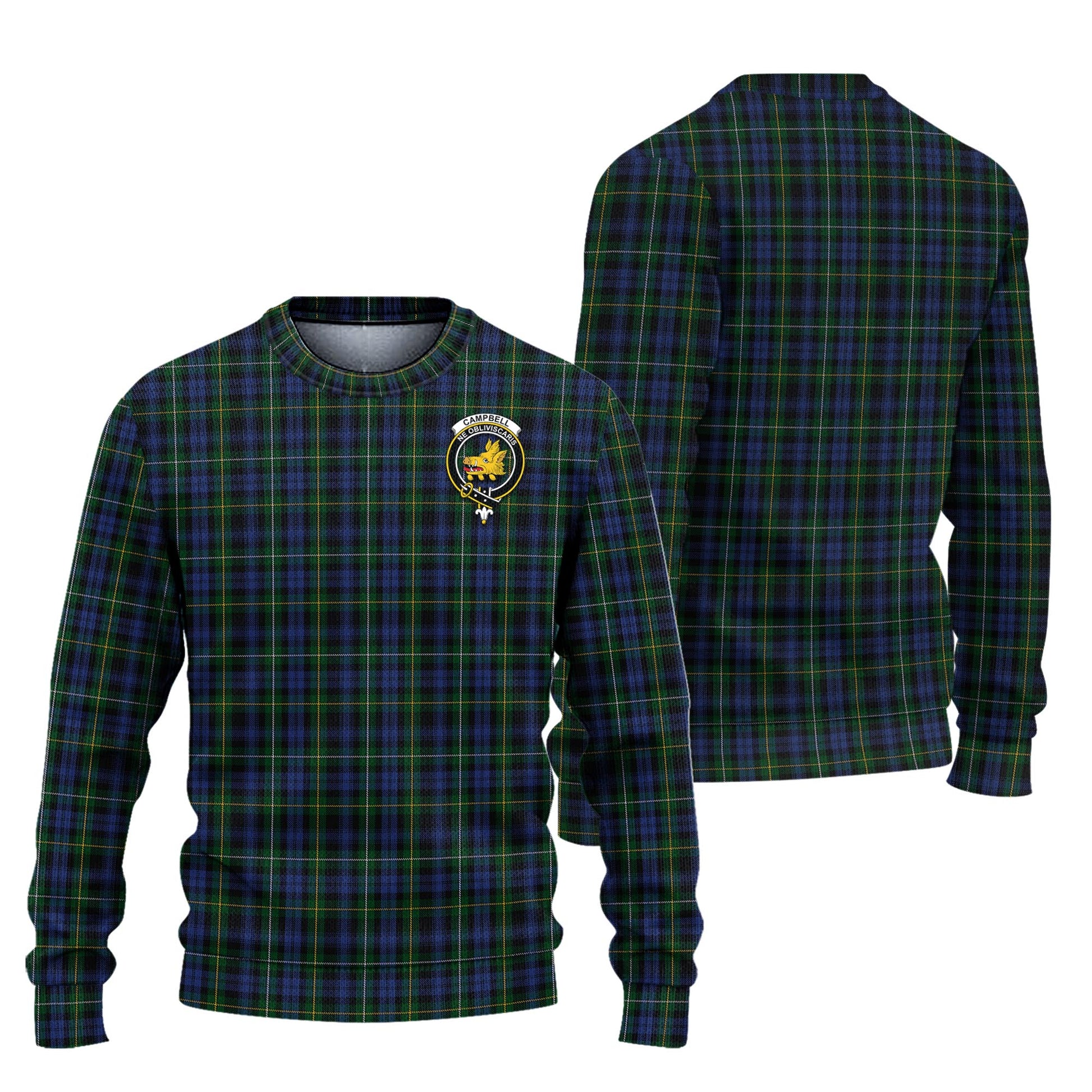 Campbell of Argyll #01 Tartan Knitted Sweater with Family Crest Unisex - Tartanvibesclothing Shop