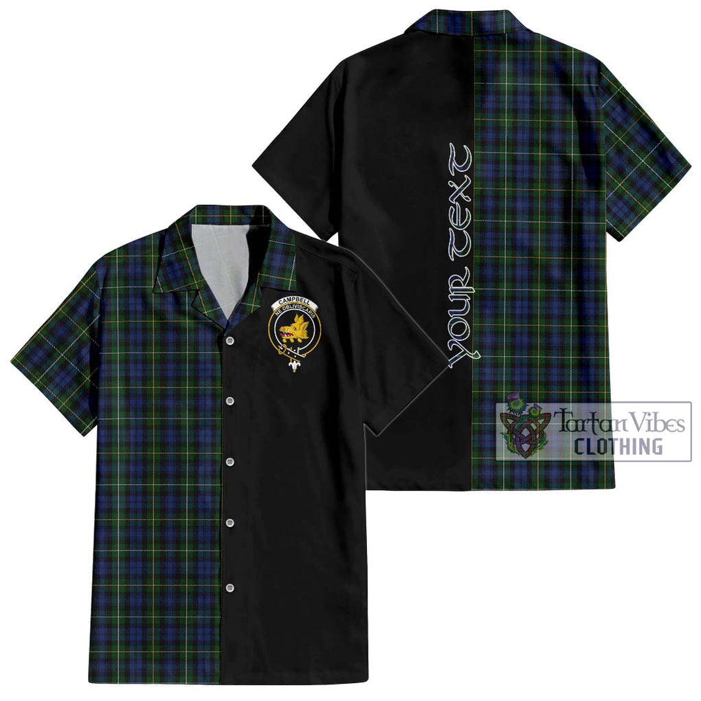 Campbell of Argyll 01 Tartan Short Sleeve Button Shirt with Family Crest and Half Of Me Style Kid - Tartanvibesclothing Shop