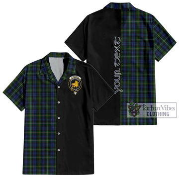 Campbell of Argyll 01 Tartan Short Sleeve Button Shirt with Family Crest and Half Of Me Style