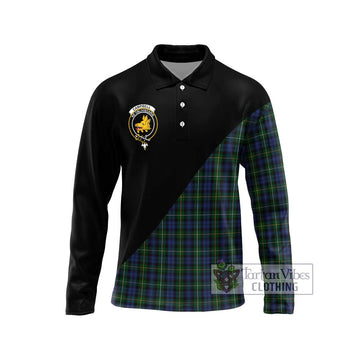 Campbell of Argyll 01 Tartan Long Sleeve Polo Shirt with Family Crest and Military Logo Style