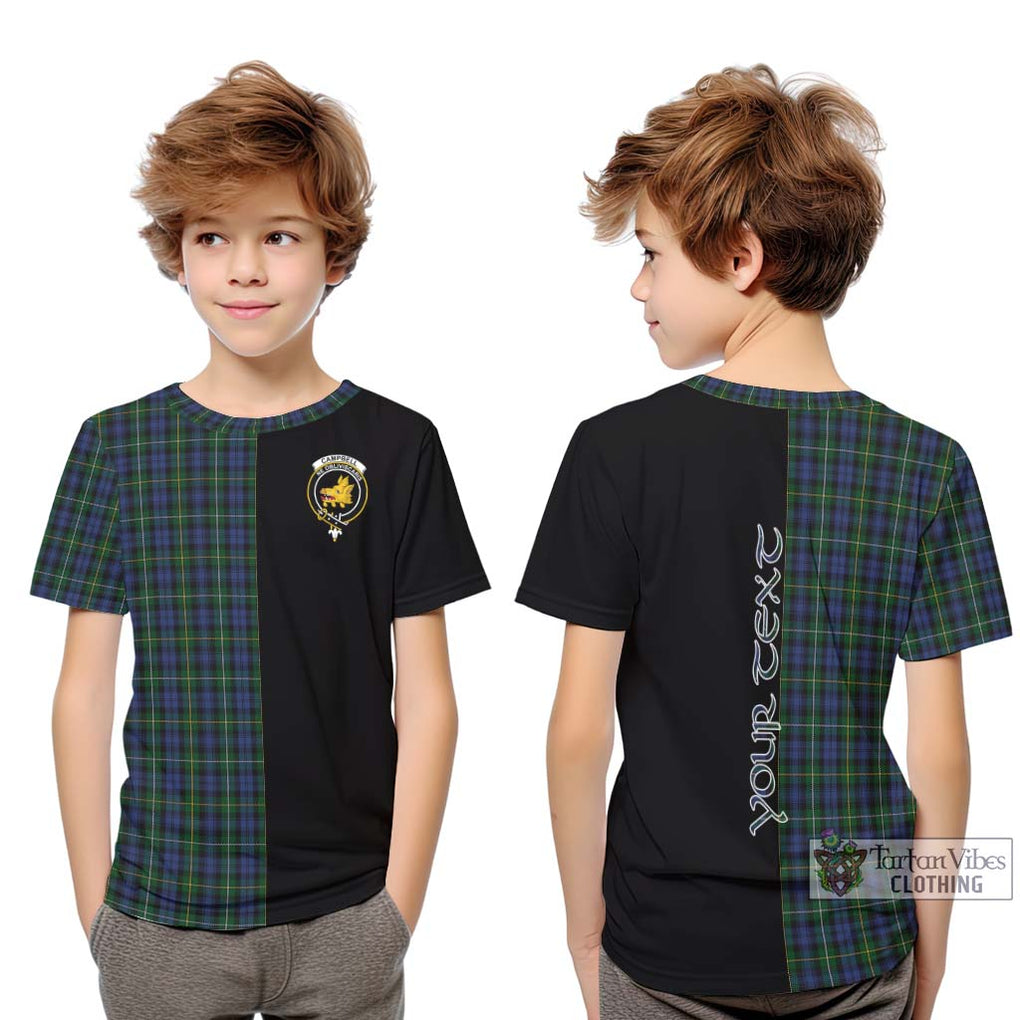 Campbell of Argyll 01 Tartan Kid T-Shirt with Family Crest and Half Of Me Style Youth XL Size14 - Tartanvibesclothing Shop