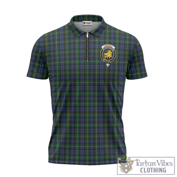 Campbell of Argyll #01 Tartan Zipper Polo Shirt with Family Crest