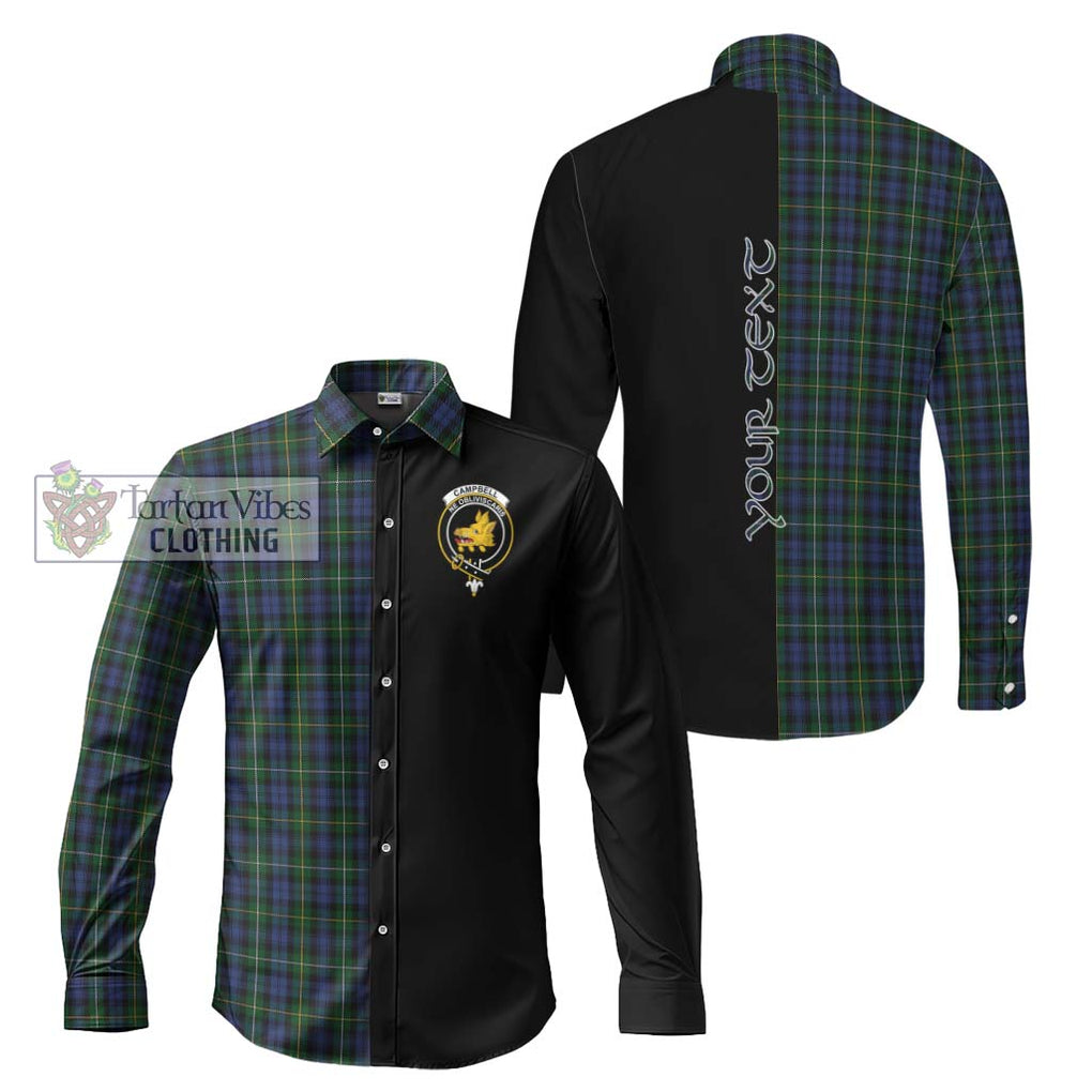 Campbell of Argyll 01 Tartan Long Sleeve Button Shirt with Family Crest and Half Of Me Style Men's Shirt S - Tartanvibesclothing Shop