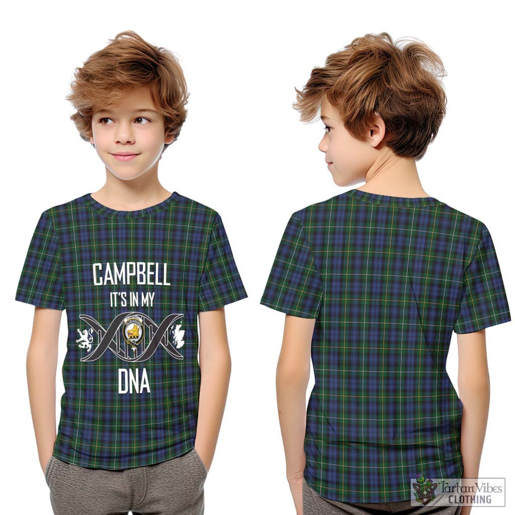 Campbell of Argyll 01 Tartan Kid T-Shirt with Family Crest DNA In Me Style Youth XL Size14 - Tartanvibesclothing Shop