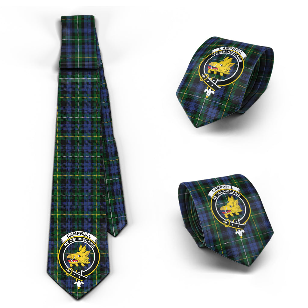 Campbell of Argyll #01 Tartan Classic Necktie with Family Crest Necktie One Size - Tartan Vibes Clothing