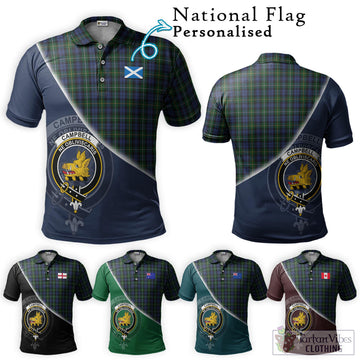 Campbell of Argyll 01 Tartan Polo Shirt with Personalised National Flag and Family Crest Half Style