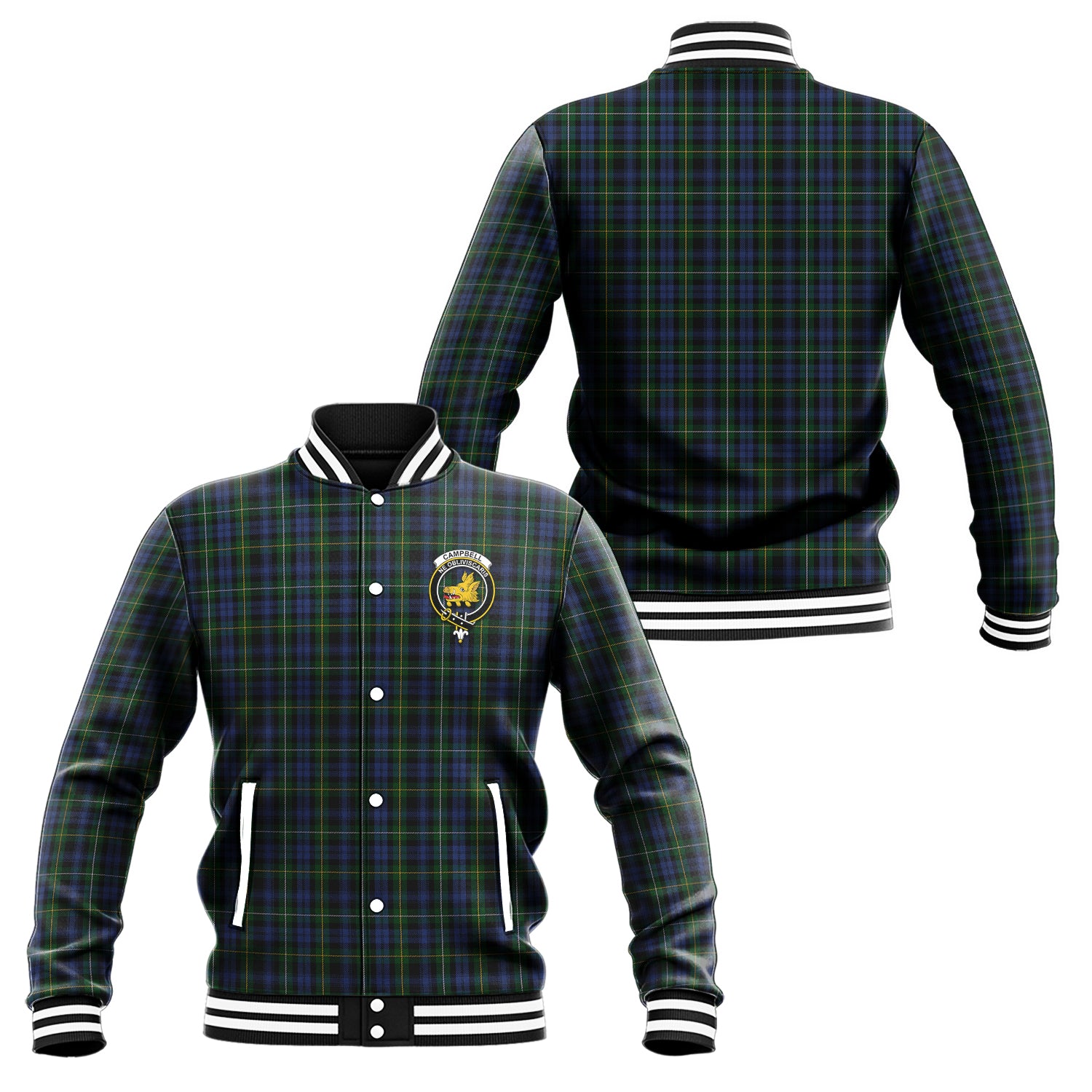 Campbell of Argyll #01 Tartan Baseball Jacket with Family Crest Unisex - Tartan Vibes Clothing