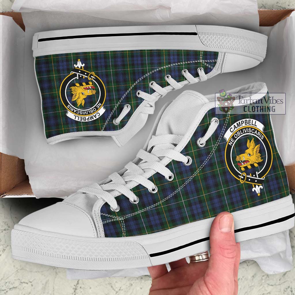 Tartan Vibes Clothing Campbell of Argyll 01 Tartan High Top Shoes with Family Crest