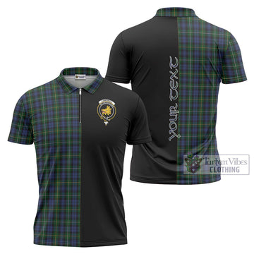 Campbell of Argyll 01 Tartan Zipper Polo Shirt with Family Crest and Half Of Me Style