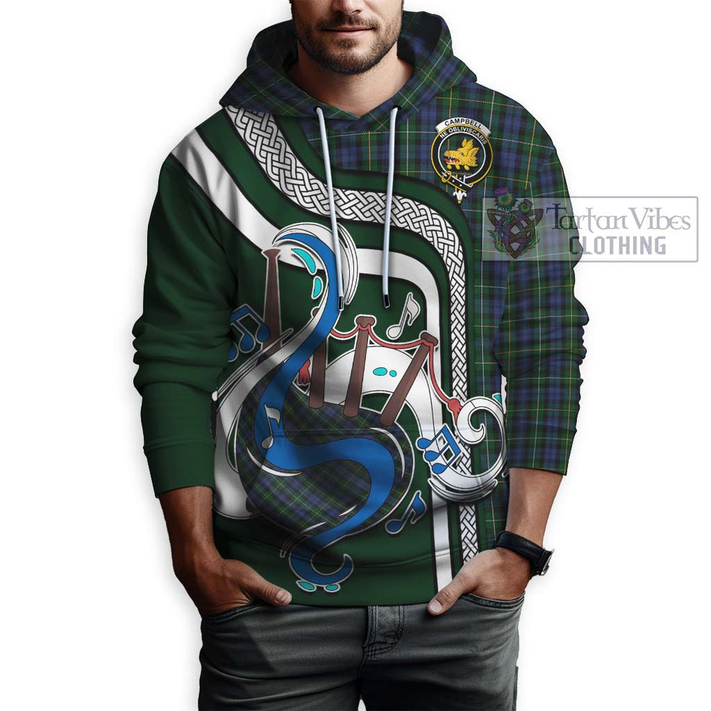 Campbell of Argyll 01 Tartan Hoodie with Epic Bagpipe Style Zip Hoodie - Tartanvibesclothing Shop