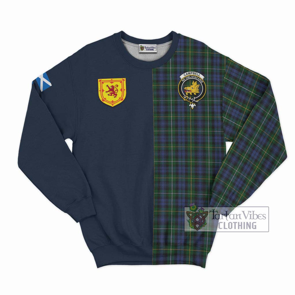 Tartan Vibes Clothing Campbell of Argyll 01 Tartan Sweatshirt with Scottish Lion Royal Arm Half Style