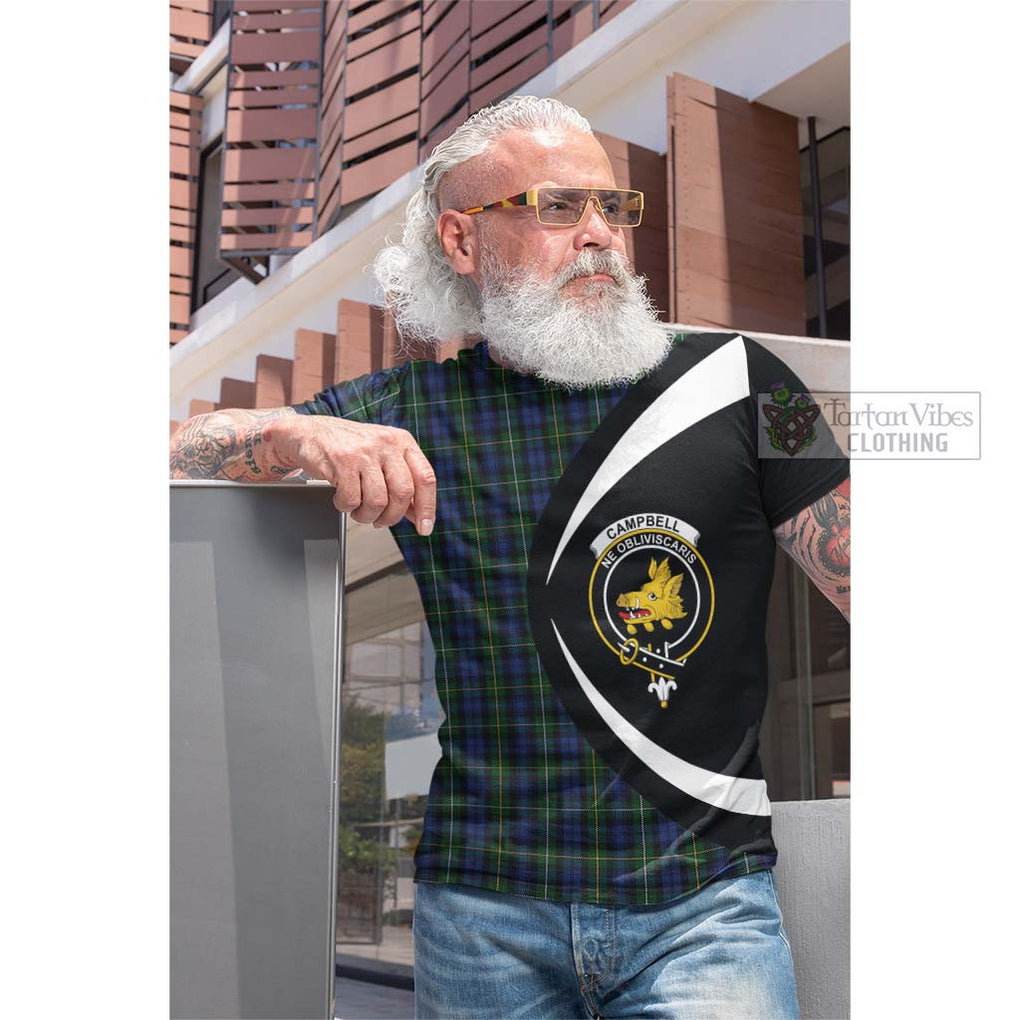 Tartan Vibes Clothing Campbell of Argyll 01 Tartan Cotton T-shirt with Family Crest Circle Style